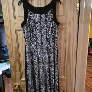 Perceptions Brown and White Midi Dress